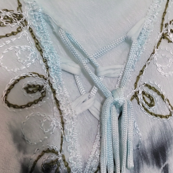 Y2K Tie Dye Midi Maxi Dress One Size Blue Lace Up Fairy Goth Grunge Hippie Boho - Picture 9 of 15